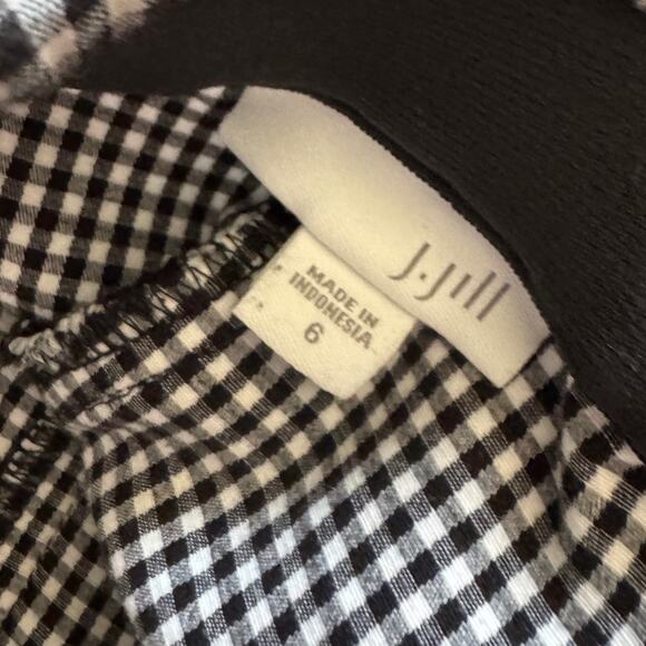J Jill Gingham Pants Black White Pull On Checkered Careerwear Corpcore Business - Picture 2 of 6